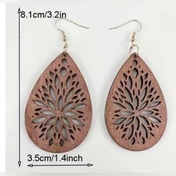 Wood Bohemian Earrings - Picture 2 of 3